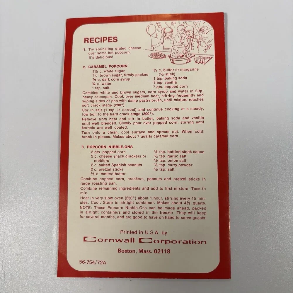 Cornwall BUTTERcone Cornpoper Manual Instructions Recipes Corporation Vintage